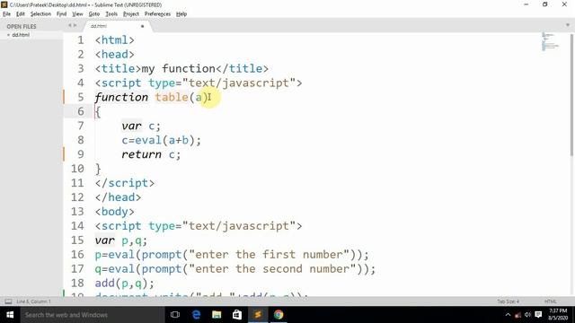 With parameter function in javascript | PNTECH VERSATILE | PRATEEK CHANDRA JAIN