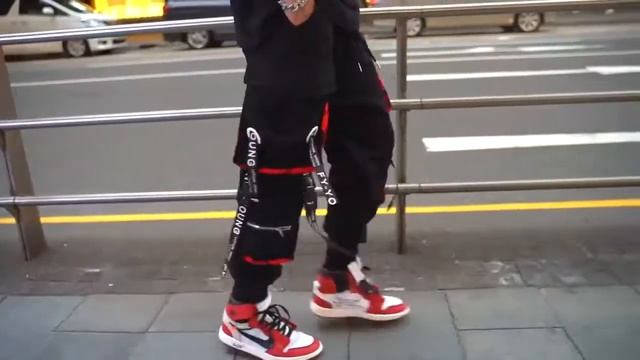 Мужские брюки карго в стиле хип хоп, черные лоскутные штаны с карманами и лентами, модные шаровары, смотреть онлайн