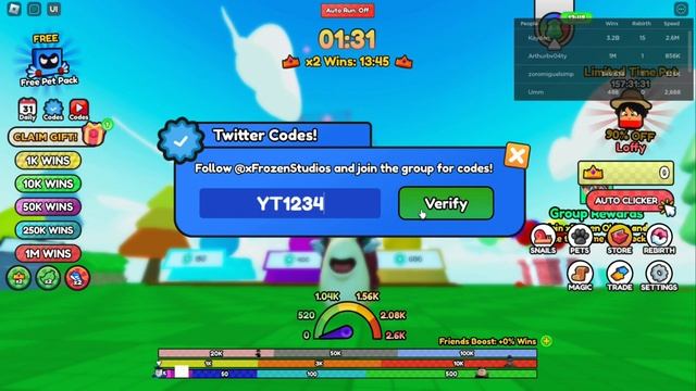 РАБОЧИЕ КОДЫ Snail Race Роблокс | Симулятор Гонка улиток промокоды 2023 ROBLOX смотреть онлайн