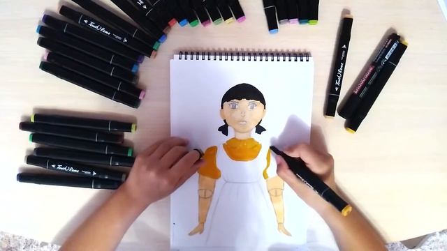 Рисую куклу из "Игра в кальмара" смотреть онлайн