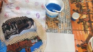 DIY. Декор тарелки. Челябинск 2. Декупаж. Шпаклёвка. Трафарет.