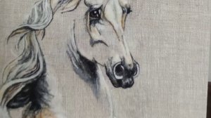 Картины из шерсти панно Лошадь на подрамнике для интерьера.