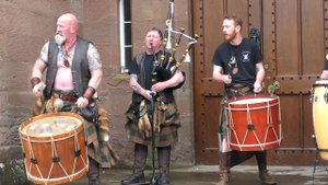 Great Scottish tribal pipes & drums from Clann an Drumma with "Blessin' of the rain" at Scone Palac