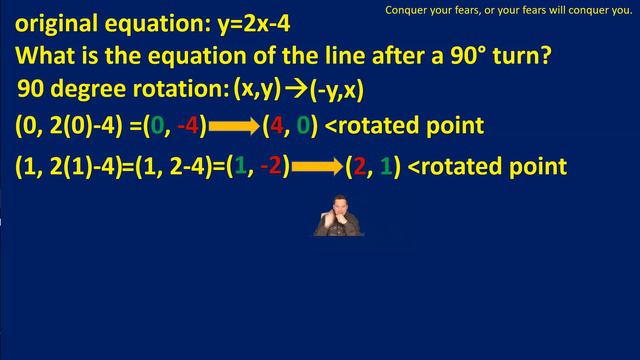 Equation of line after a 90 degree rotation y=2x-4 смотреть онлайн
