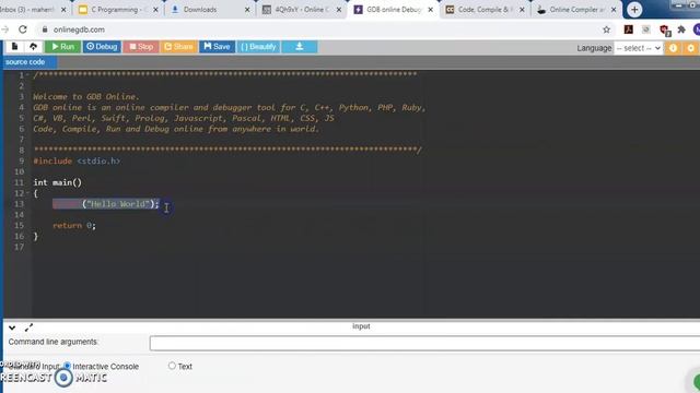 How to compile and run C program using Online Compiler