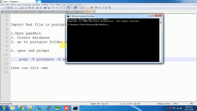 Postgresql import bak file into database in windows смотреть онлайн