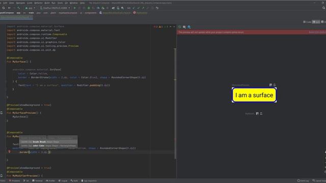 How to work with Surface and modifier in Jetpack Compose #jetpackcompose