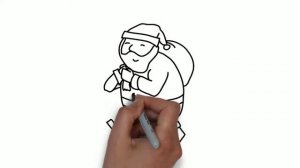 Как нарисовать Деда Мороза с мешком подарков на Новый Год - Рисование для детей