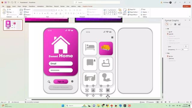 Creating mobile app mockup design in PowerPoint UX UI | mobile app prototype design in PowerPoint