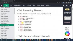 6. Formatting element designed of HTML