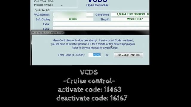 How to activate cruise control VCDS смотреть онлайн