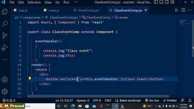 14: Event Binding in React js | EzyCode | React JS Full Tutorial смотреть онлайн