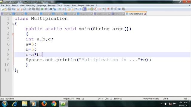 Java multiplication program || using Notepad++ || run on cmd || Java multiplication program example смотреть онлайн