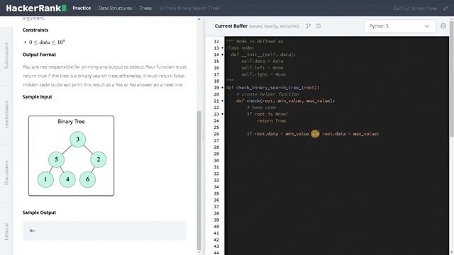132 - Is This a Binary Search Tree? | Trees | Hackerrank Solution | Python