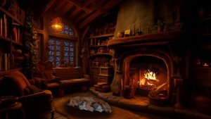 The atmosphere of the living room at night is covered with snow ❄️ Winter fireplace atmosphere| ASM