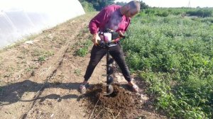 Мотобур Кентавр в работе. Отличная вещь для дома.