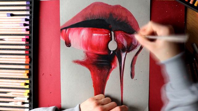 Hyperrealism Drawing! bloody Lips