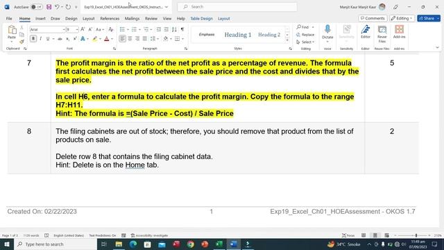 Exp19_Excel_Ch01_HOEAssessment_OKOS |Exp19 Excel Ch01 HOEAssessment OKOS | Complete solution 100%