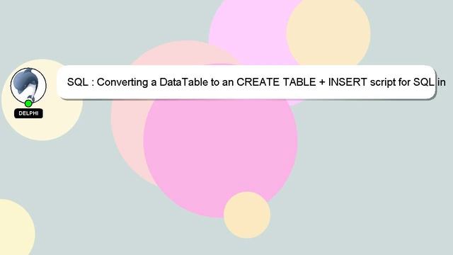 SQL : Converting a DataTable to an CREATE TABLE + INSERT script for SQL in C# смотреть онлайн