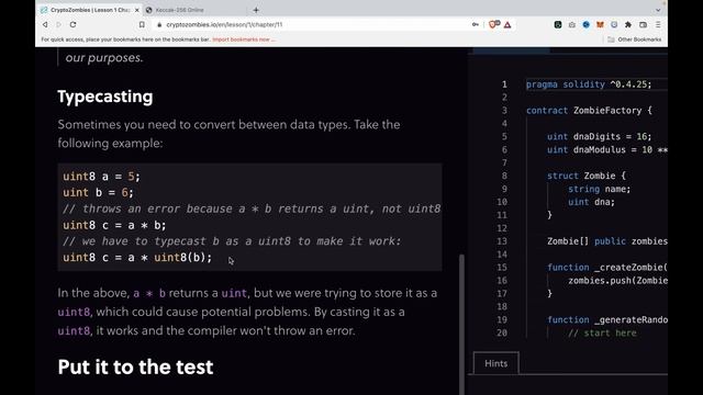 Solidity with Crypto Zombie lesson 1 #11 Keccak256 and Typecasting