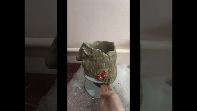 Садовое кашпо пенек-лесовичек своими руками.