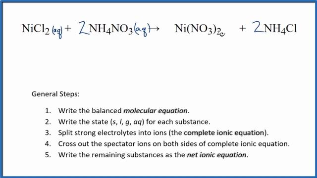 How to Write the Net Ionic Equation for NiCl2 + NH4NO3 = Ni(NO3)2 + NH4Cl смотреть онлайн