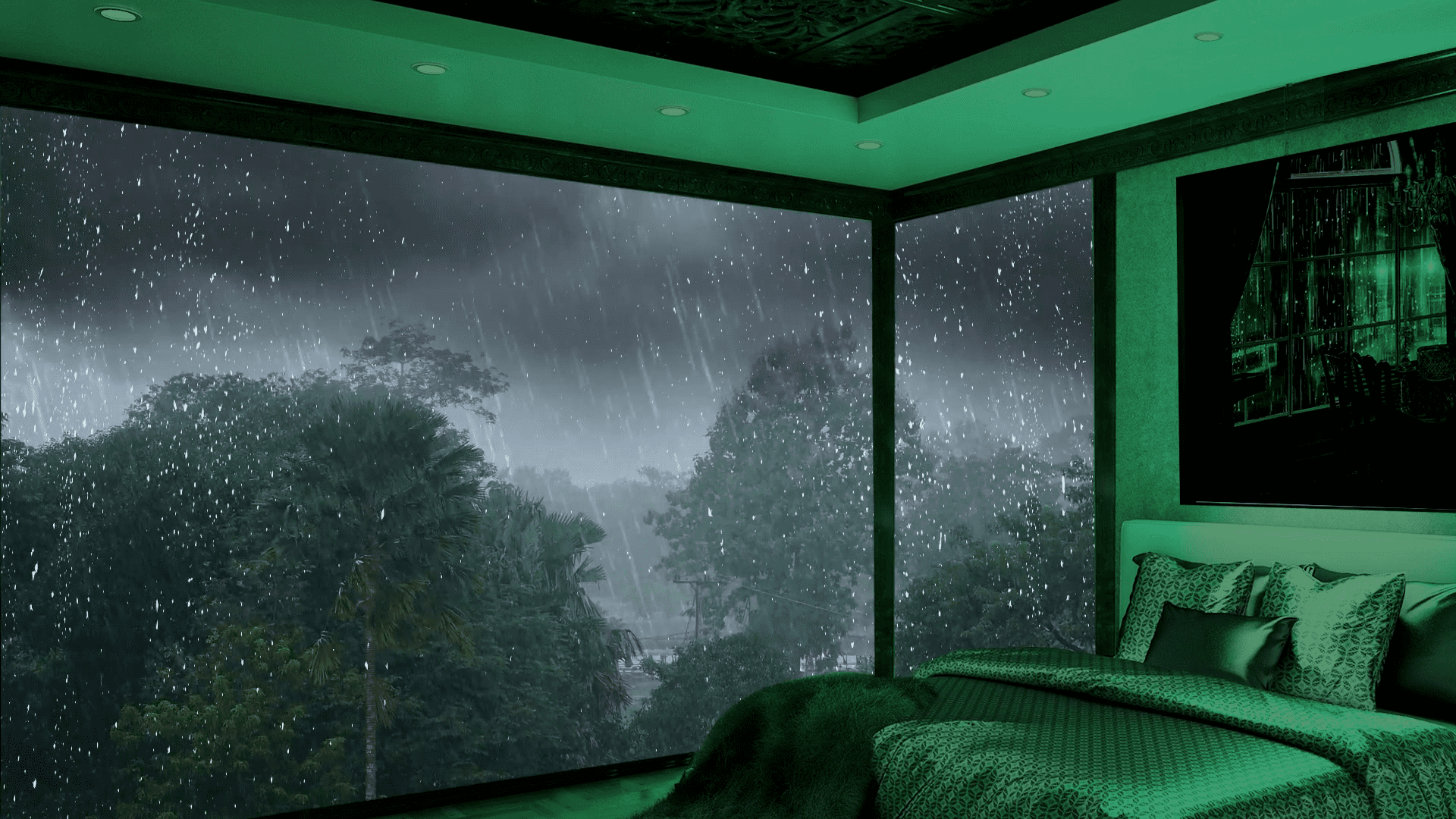 Шум додя за окном со звуками грома смотреть онлайн