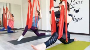 Aerialyoga. Airyoga. Morning routine.