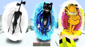 ВЫБЕРИ ПРАВИЛЬНЫЙ ПОРТАЛ CARTOON CAT или СИРЕНОГОЛОВЫЙ или GARFIELD SCP 3166 БИТВА МАЙНКРАФТ