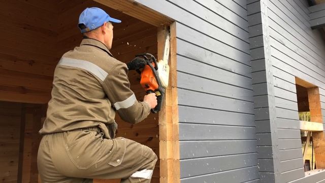 подготовка деревянных проемов под монтаж чистовой обсады и деревянных окон с алюминиевым окладом. смотреть онлайн