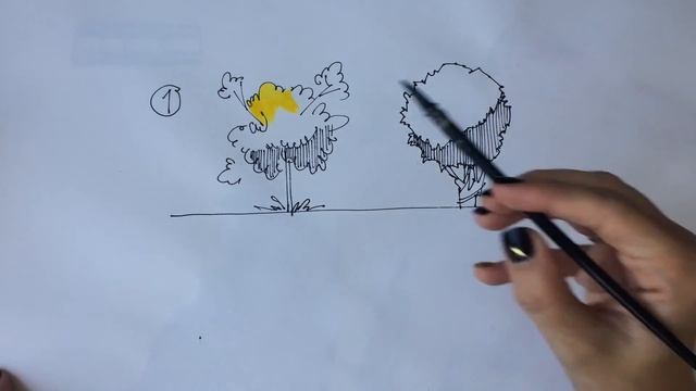 Урок3. Деревья в скетчинге. смотреть онлайн
