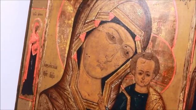 Купить икону в Москве редкую: икона старинная Богородица Казанская. DR0263.