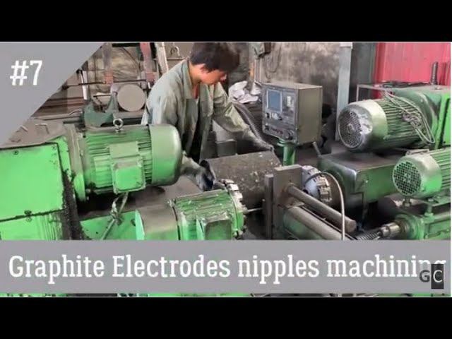 Мехобработка ниппелей графитированных электродов Graphite electrodes nipples machining.