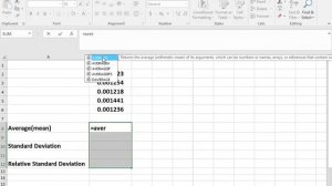 Statistical analysis - Mean, SD and RSD in Excel