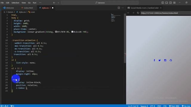 Social Media Icons Hover using HTML, CSS | Social Icons Hover Animation Only CSS | Sanika Coder