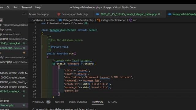 Backend CMS Laravel 9 - Table kategori Part 2 (Seed Data)