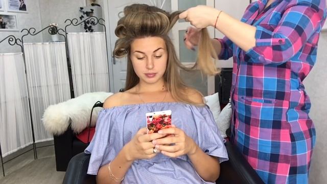 Объемная укладка на длинные волосы