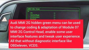 How to access Hidden Green Menu Audi MMI 2G A1 A4 A5 A7 A6 A8 Q3 Q5 Q7