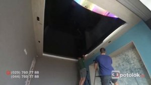 Монтаж натяжного потолка Фотопечать Звездное небо Старпинсы Apply 3Dpotolokby - Видео 3