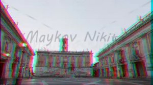 Glitch effect. Piazza del Campidoglio. Rome, Italy. Time Lapse