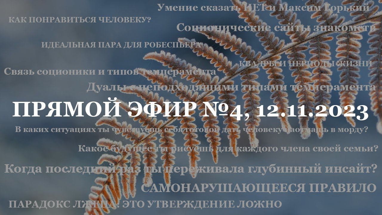 Прямой эфир № 4, 12.11.2023 (ответы на вопросы, общение со зрителями, интервью с Достоевским)