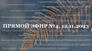 Прямой эфир № 4, 12.11.2023 (ответы на вопросы, общение со зрителями, интервью с Достоевским)