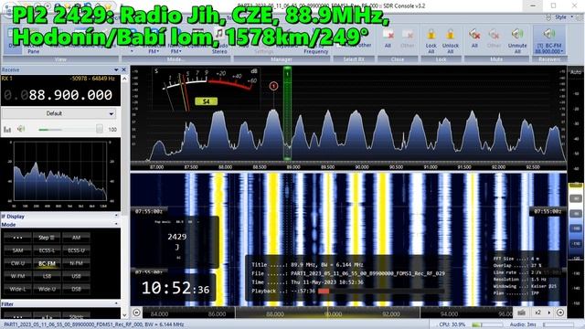 11.05.2023 07:52UTC, [Es], Radio Jih, Чехия,  88.9МГц, 1578км