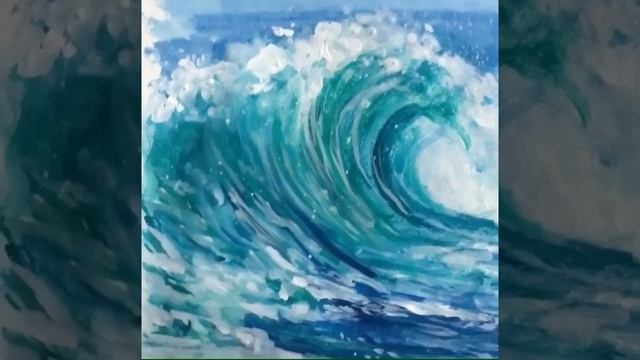 How to paint ocean wave - Easy Simple Techniques DIY Watercolor Acrylic Mixed Media Art Sea Waves