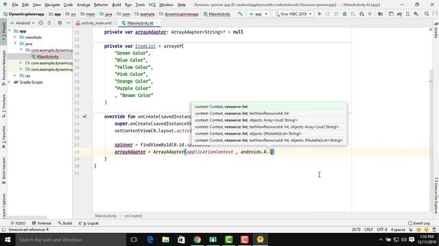 Dynamic Spinner In Android Using Kotlin
