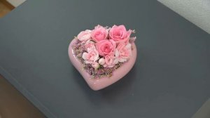 超かわいいハート型のフラワーアレンジメントの作り方~How to make a flower arrangement with pink roses.