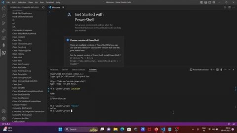 How to use powershell in visual studio code