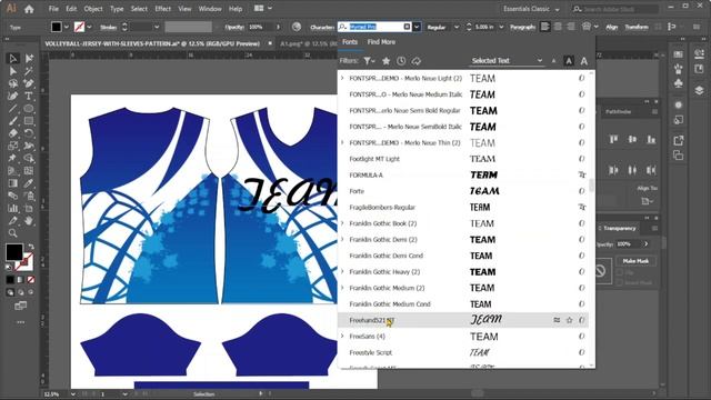 VOLLEYBALL JERSEY W/ SLEEVES PATTERN TEMPLATE  - ADOBE ILLUSTRATOR смотреть онлайн