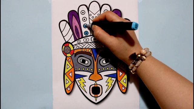 Cribal Mask Color by number for adults /Fast coloring смотреть онлайн