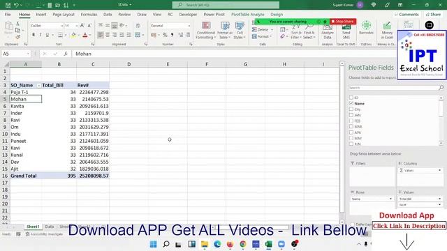 Pivot Table  -  Excel Tutorial in Excel 2021